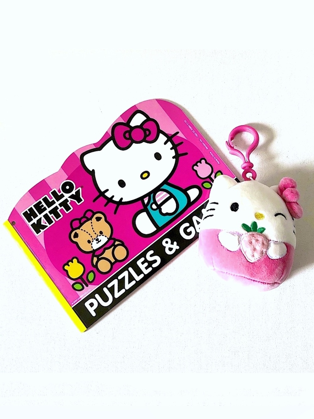 Hello Kitty Squishmallows Pink Strawberry Clip Key Chain Bag Charm Book Bundle
